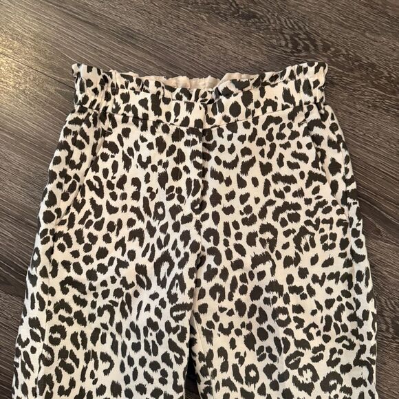 J. Crew Linen Blend Paperbag Waist Animal Print Pants - Picture 3 of 8